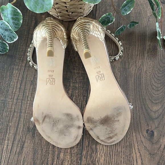 Pelle Moda Frisk Embellished Heels in Gold Snakeskin Leather - Picture 7 of 9